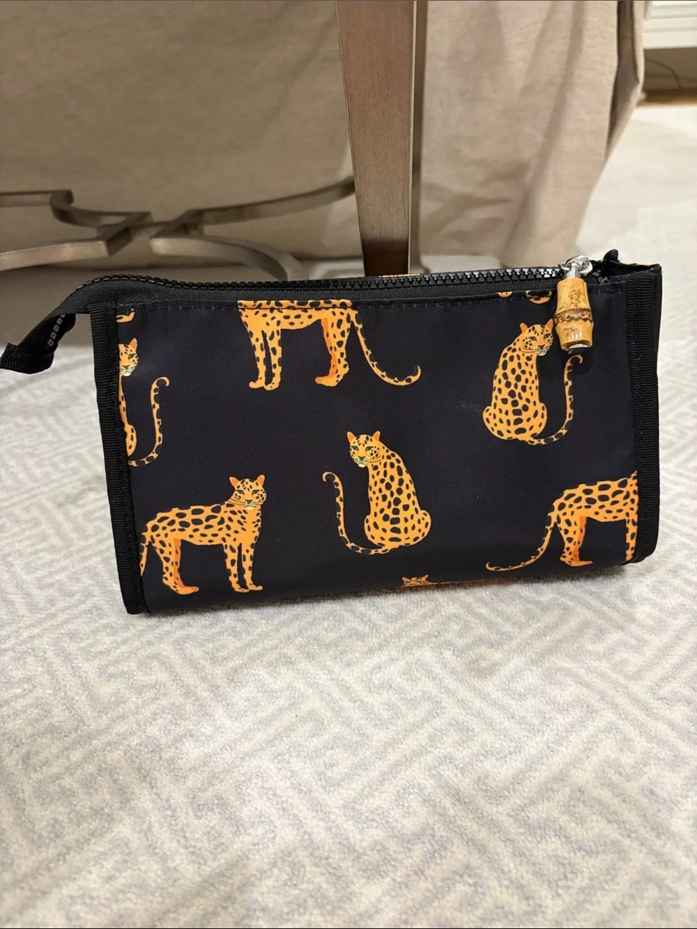 New Makeup Bag with Orange Leopard Print